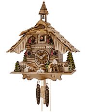 Cuckoo clock with 1-day movement
