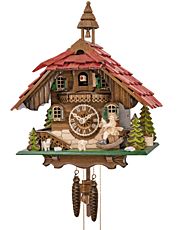 Cuckoo clock with 1-day movement