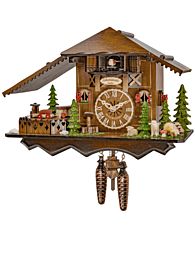 Quartz cuckoo clock with music and dancing couples